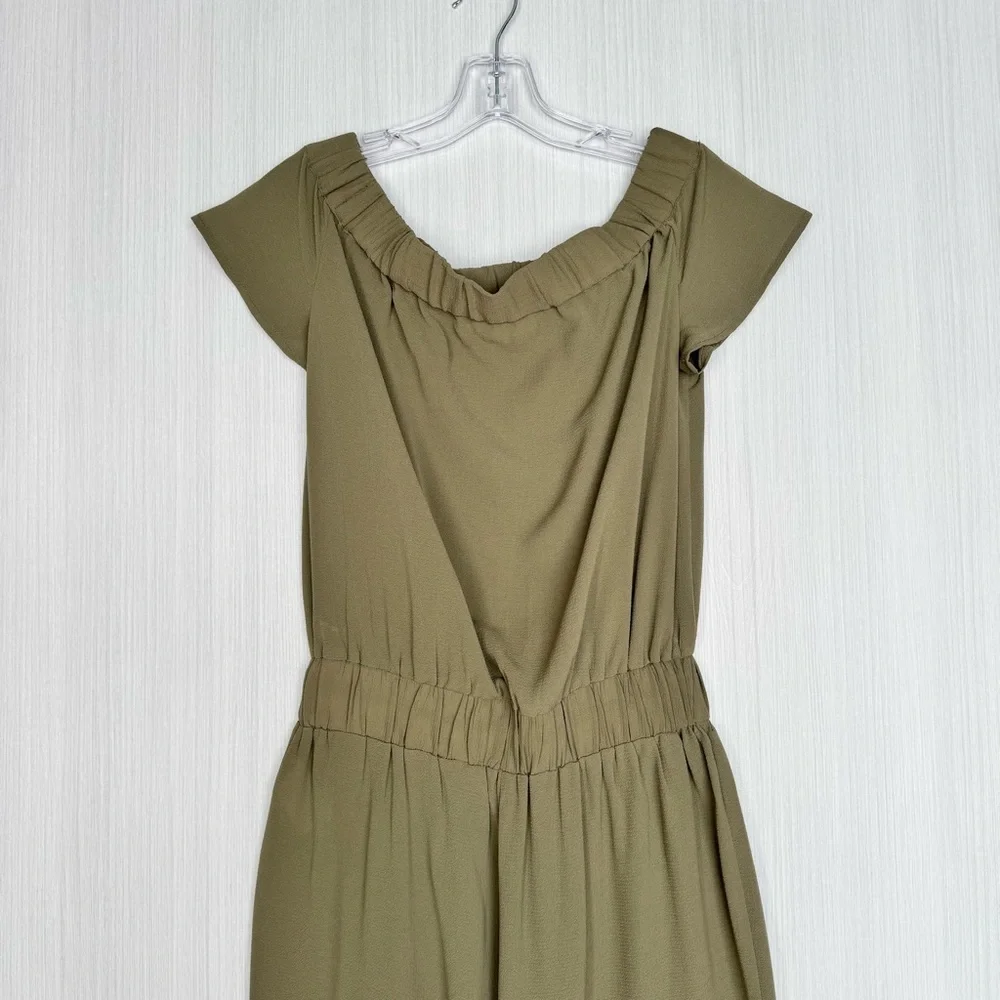 MICHAEL KORS Off Shoulder Jumpsuit XS Olive  Green Jogger Athflow‎ Casual